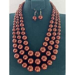3 Pieces Colorful Imitation Pearl Necklace Earring Set Banquet Dress Y2K